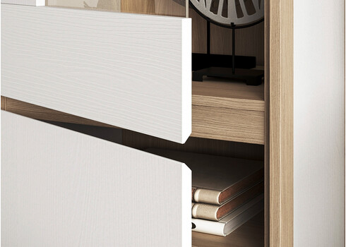 Vitriinkapp STRANDA valge / tamm, 58x39xH195 cm