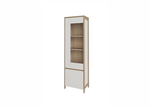 Vitriinkapp STRANDA valge / tamm, 58x39xH195 cm
