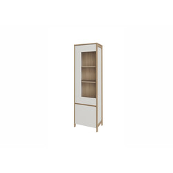 Vitriinkapp STRANDA valge / tamm, 58x39xH195 cm