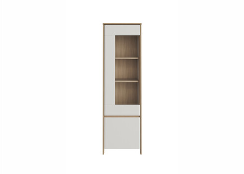 Vitriinkapp STRANDA valge / tamm, 58x39xH195 cm