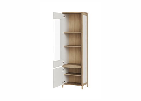 Vitriinkapp STRANDA valge / tamm, 58x39xH195 cm