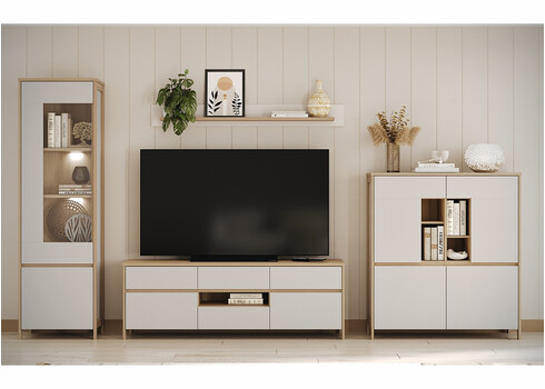 Tv-alus STRANDA valge / tamm, 164x39xH58 cm