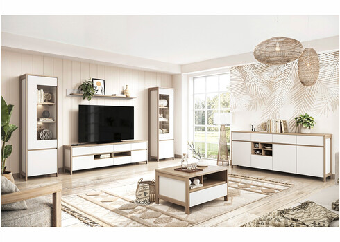 Tv-alus STRANDA valge / tamm, 164x39xH58 cm