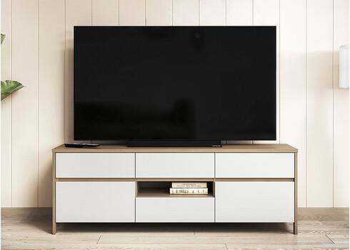 Tv-alus STRANDA valge / tamm, 164x39xH58 cm