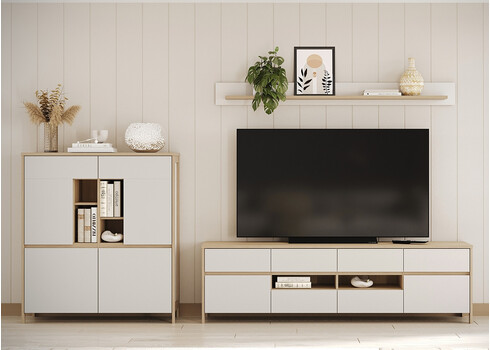 Tv-alus STRANDA valge / tamm, 193x39xH58 cm