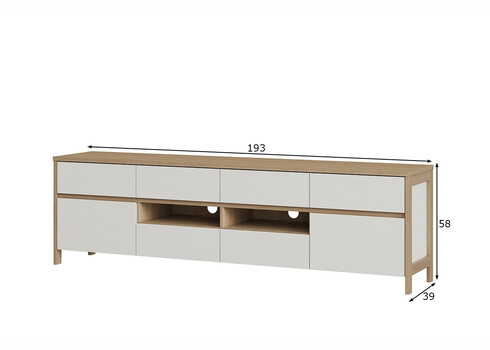 Tv-alus STRANDA valge / tamm, 193x39xH58 cm