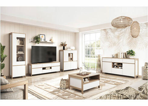 Kummut STRANDA valge / tamm, 164x39xH85 cm