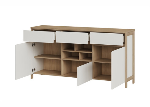 Kummut STRANDA valge / tamm, 164x39xH85 cm