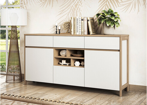 Kummut STRANDA valge / tamm, 164x39xH85 cm