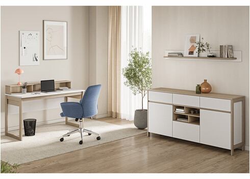 Kummut STRANDA valge / tamm, 164x39xH85 cm