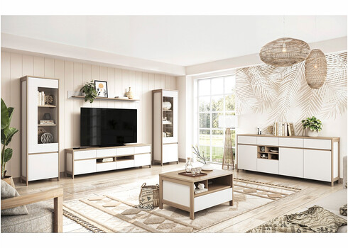 Kummut STRANDA valge / tamm, 193x39xH85 cm