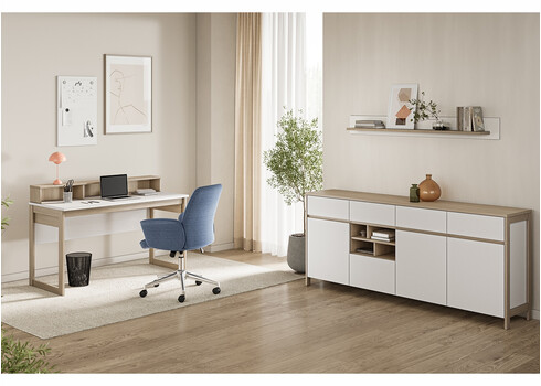 Kummut STRANDA valge / tamm, 193x39xH85 cm