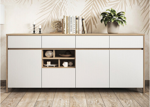 Kummut STRANDA valge / tamm, 193x39xH85 cm