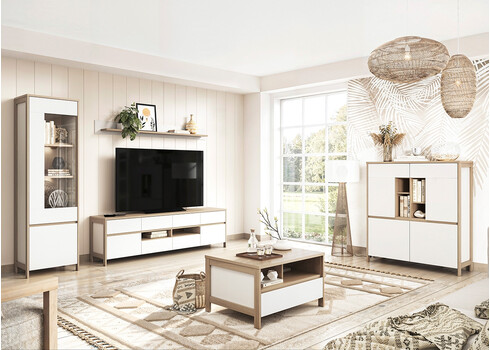 Kapp STRANDA valge / tamm, 111x39xH125 cm