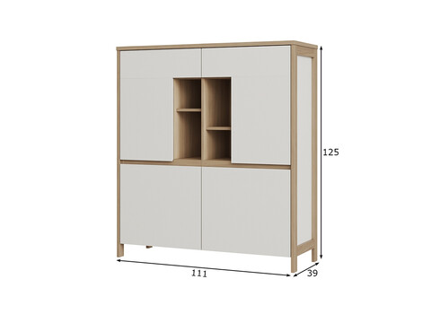 Kapp STRANDA valge / tamm, 111x39xH125 cm