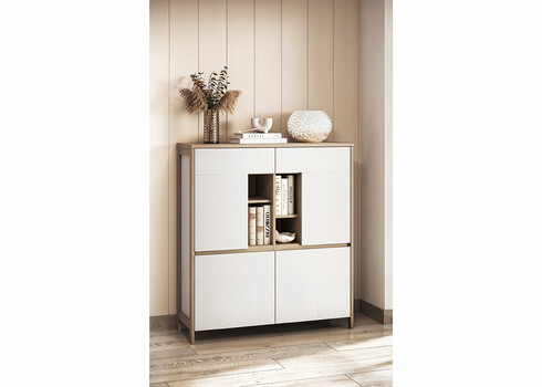 Kapp STRANDA valge / tamm, 111x39xH125 cm