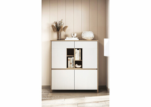 Kapp STRANDA valge / tamm, 111x39xH125 cm