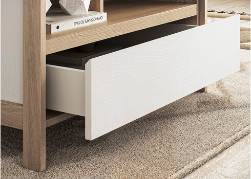 Diivanilaud STRANDA valge / tamm, 80x60xH46 cm