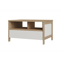 Diivanilaud STRANDA valge / tamm, 80x60xH46 cm
