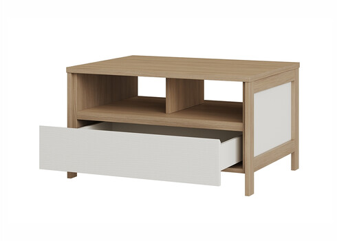 Diivanilaud STRANDA valge / tamm, 80x60xH46 cm