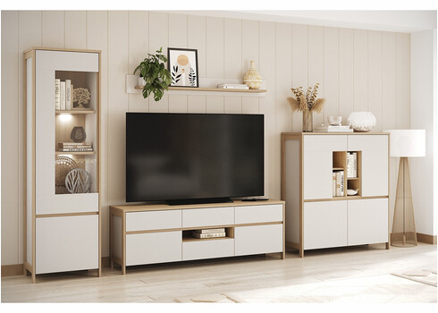 Seinariiul STRANDA valge / tamm, 150x17xH17 cm