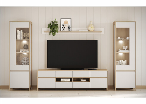 Seinariiul STRANDA valge / tamm, 180x17xH17 cm