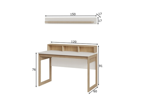 Kontorikomplekt STRANDA valge / tamm