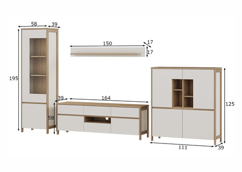 Elutoakomplekt STRANDA valge / tamm