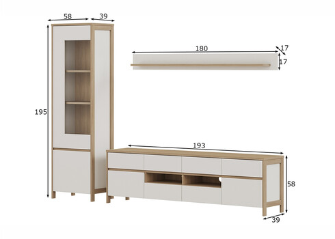 Elutoakomplekt STRANDA valge / tamm