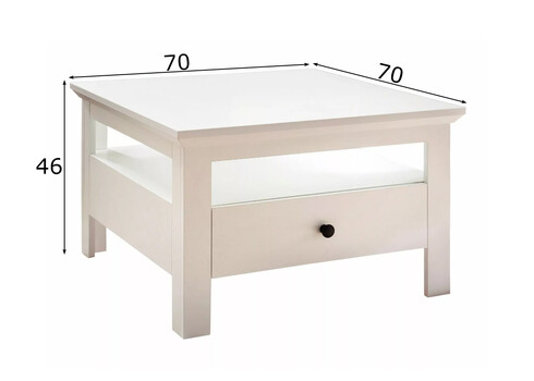 Diivanilaud TRENDTEAM valge, 70x70xH46 cm