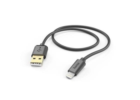 Kaabel Hama USB A - Lightning, 1,5m kullatud, must
