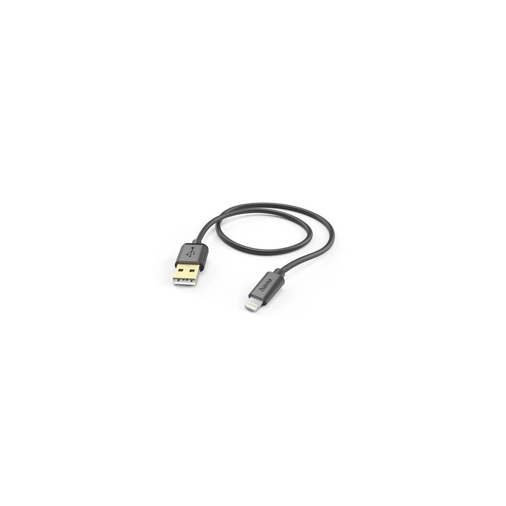 Kaabel Hama USB A - Lightning, 1,5m kullatud, must