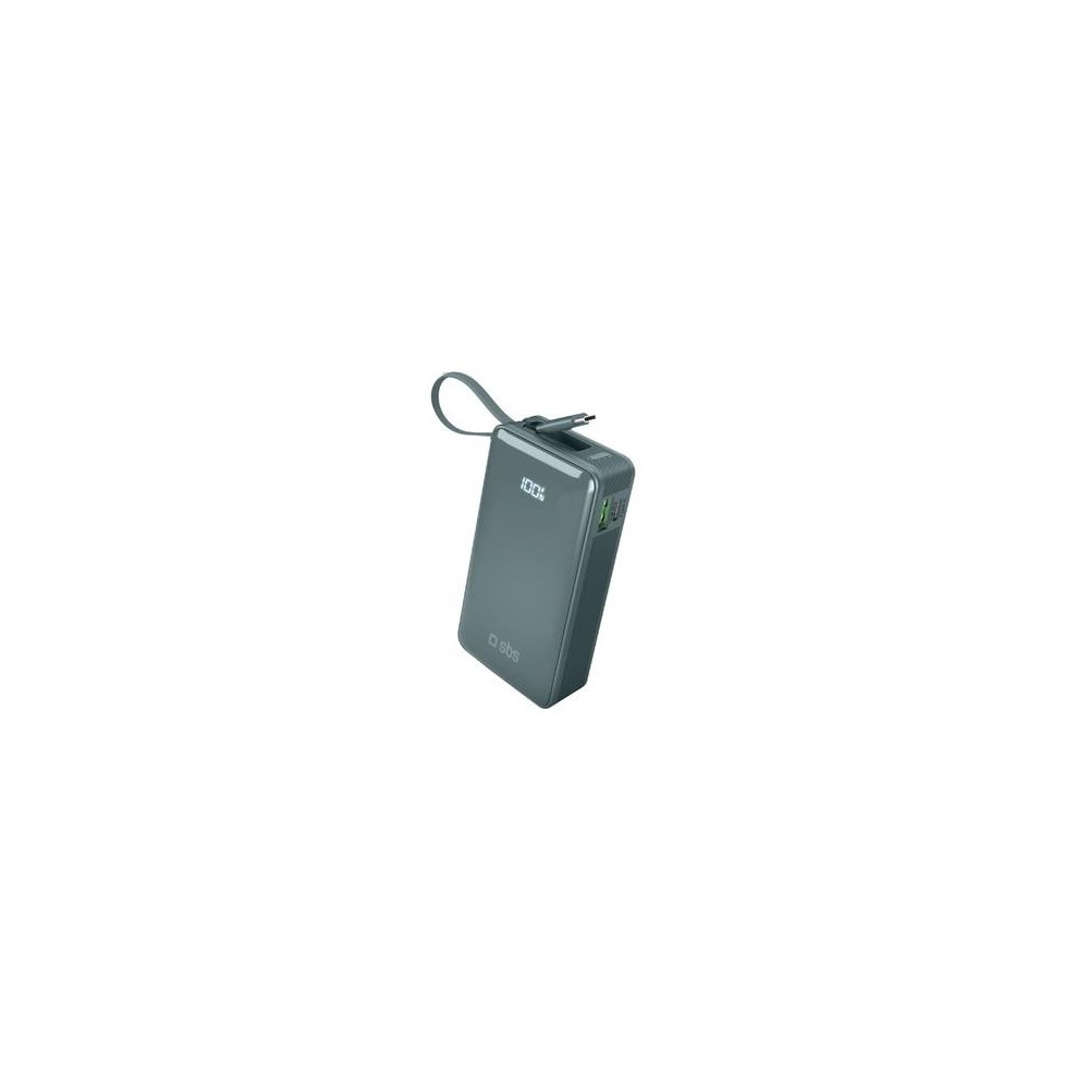Powerbank SBS 10000mAh, 20W, LCD, integrated cable, Light blue