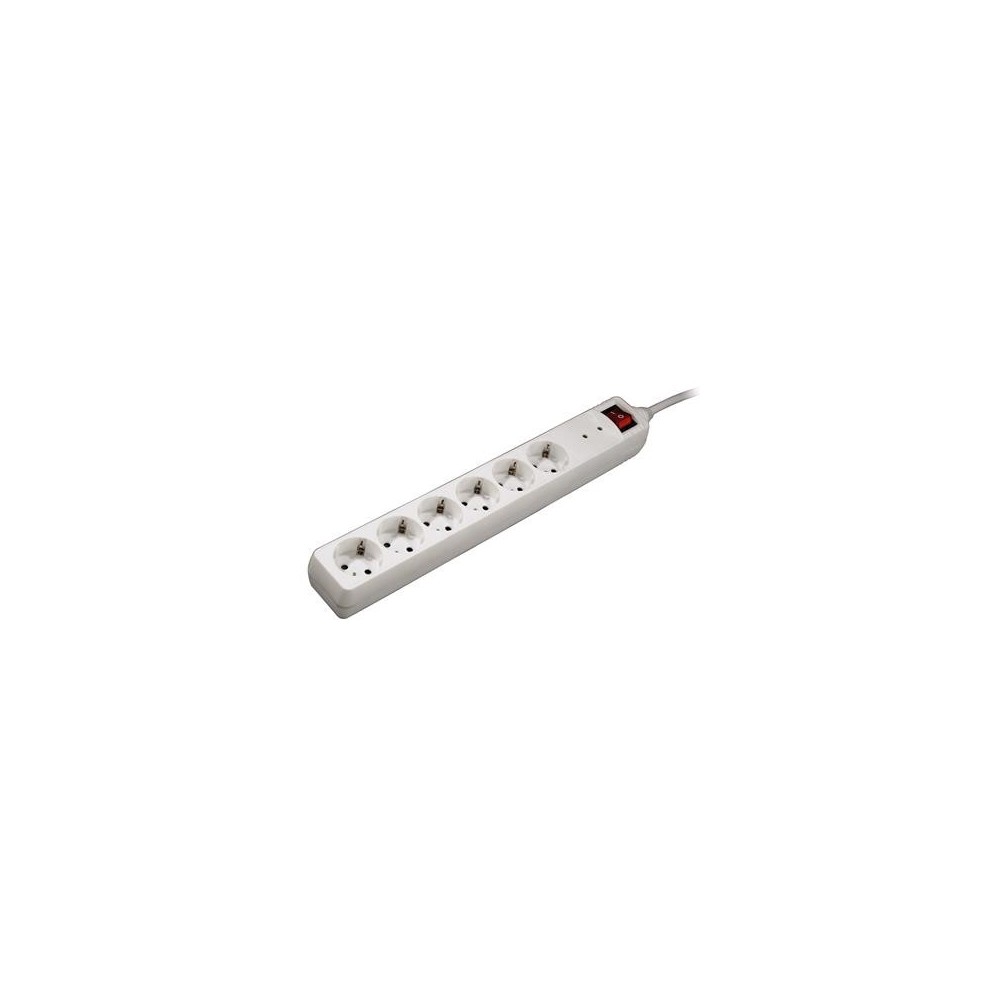 Pikendusj. Hama 6-Way, Overvoltage Protection, 1.4m, White