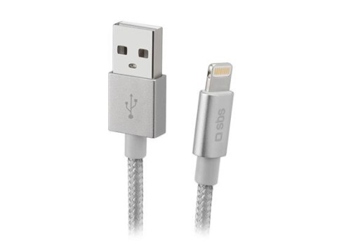 Cable SBS Braided USB-Lightning 1m Silver
