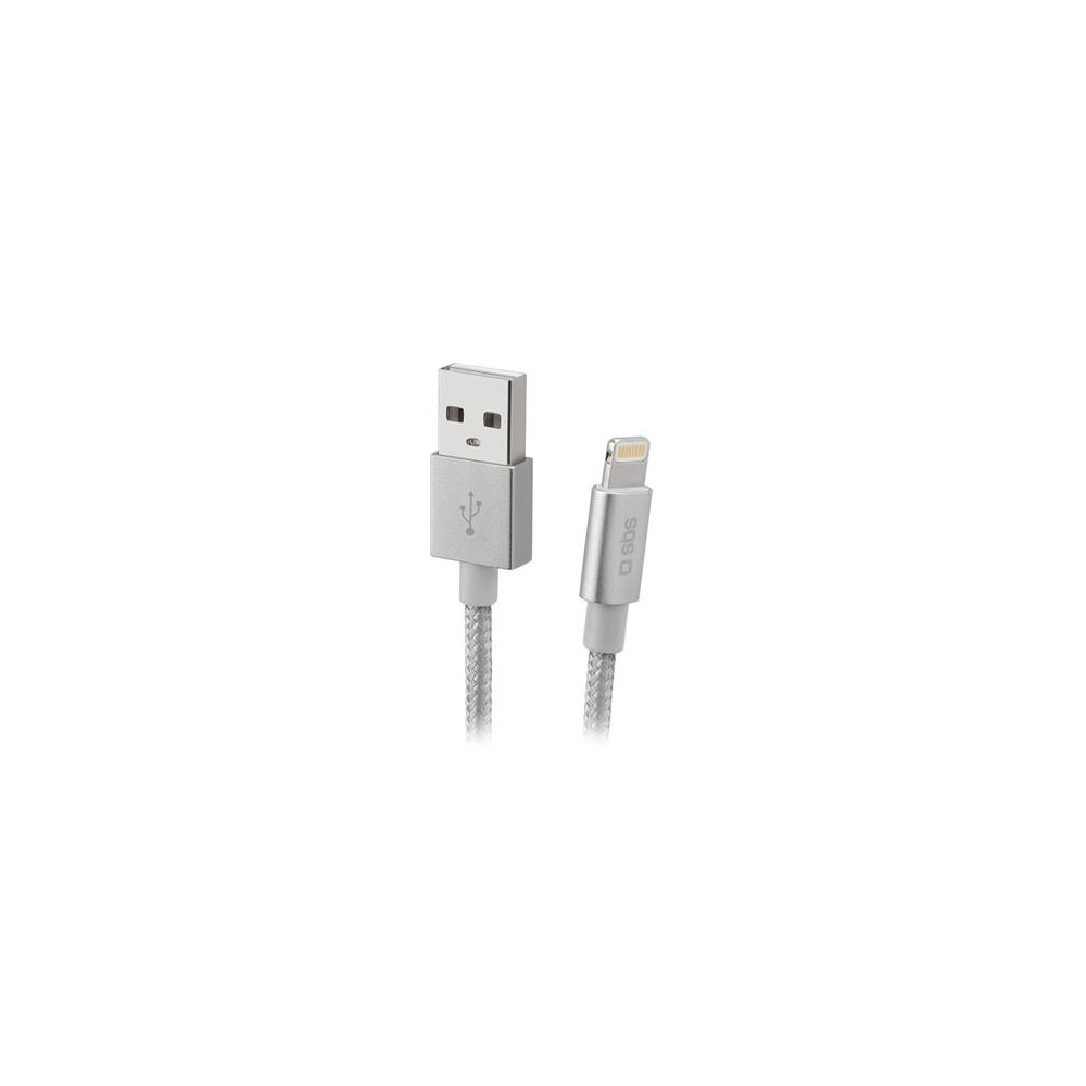Cable SBS Braided USB-Lightning 1m Silver