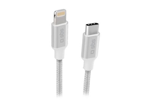 Cable SBS Braided USB-C-Lightning 1m Silver