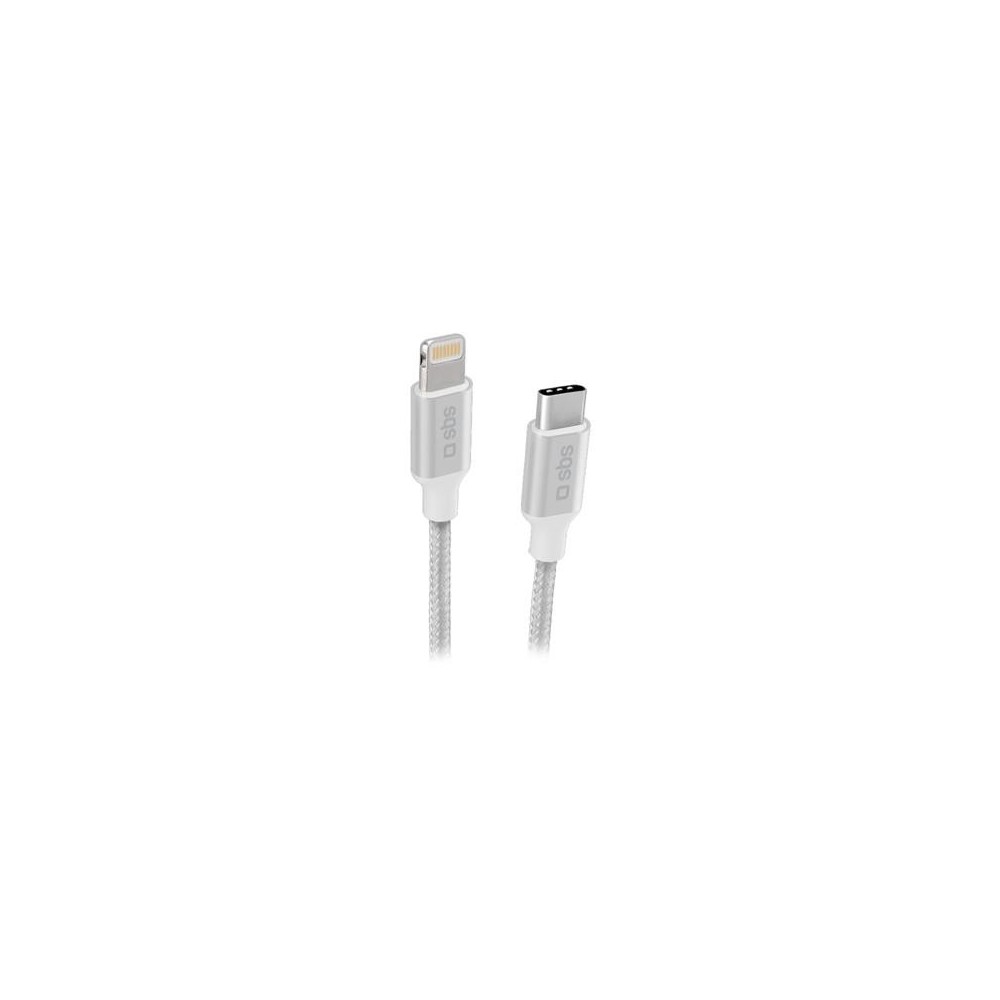 Cable SBS Braided USB-C-Lightning 1m Silver