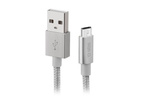 Cable SBS Braided USB-MicroUSB 1m Silver