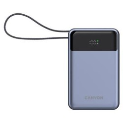 Power bank Canyon 20000mAh 65W LCD, built in cable, Dark Grey