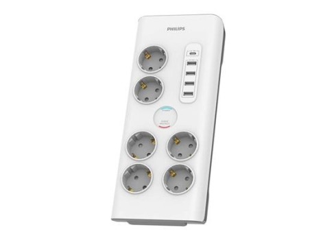 Pingekaitse Philips, 6 outlets, 1xUSB-C + 4xUSB-A, 2m