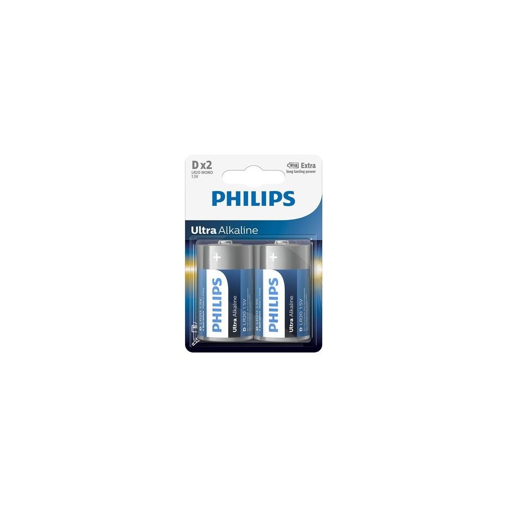 Patarei Philips LR20E D 2 tk Ultra Alkaline Patarei Philips LR20E D 2 tk Ultra Alkaline