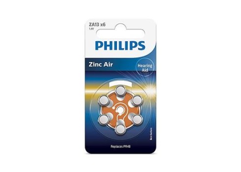Patarei Philips ZA13 1.4 V 6 tk Zinc Air PR48