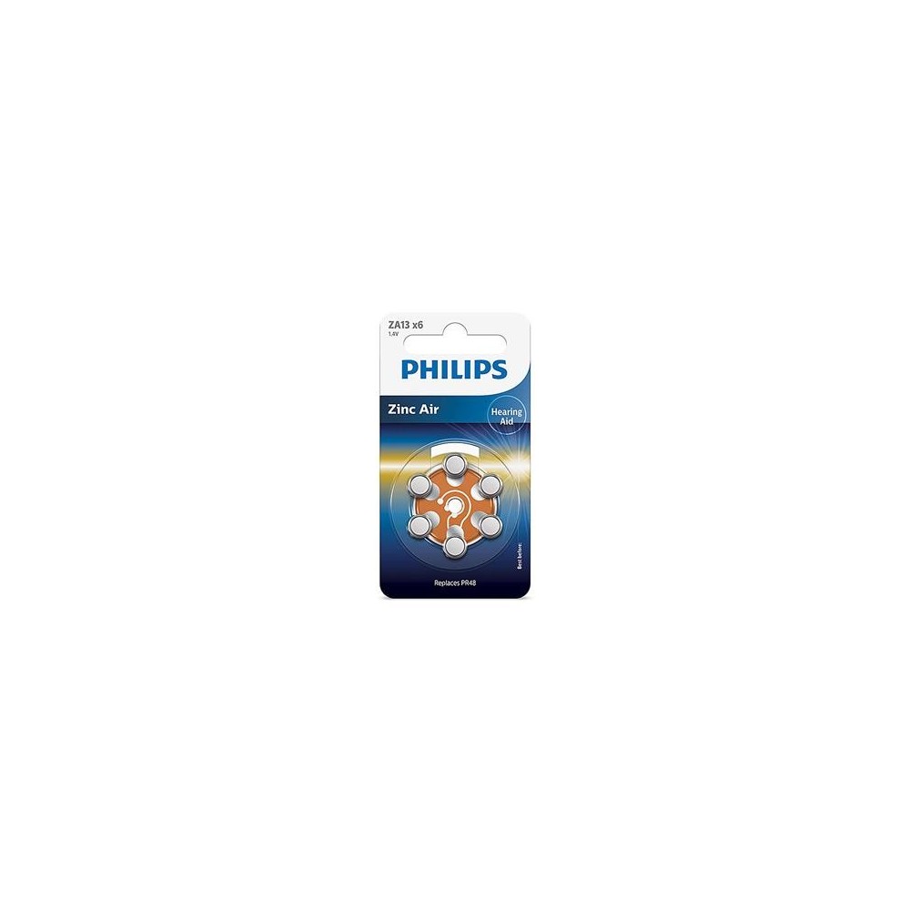 Patarei Philips ZA13 1.4 V 6 tk Zinc Air PR48