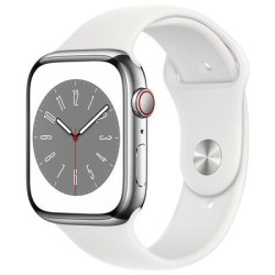 Apple Watch 8 Cellular 45mm Sts, silver-white sport band