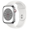 Apple Watch 8 Cellular 45mm Sts, silver-white sport band