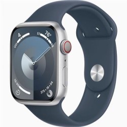 Apple Watch 9 Cellular 45mm Silver-Storm Blue Sport Band M-L