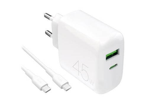 Charger Puro PRO LITE 45W USB-C-USB + Cable, White