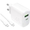Charger Puro PRO LITE 45W USB-C-USB + Cable, White