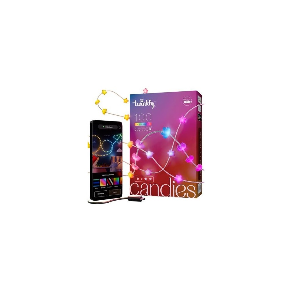 Twinkly Candies  100 Star-shaped, Clear Wire, USB-C